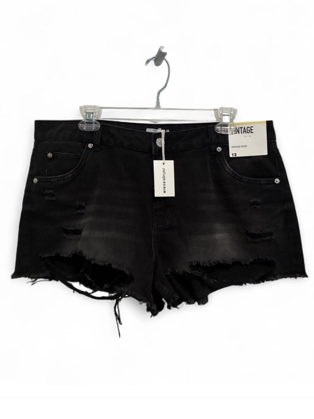 NWT Refuge Chelsea Vintage Black Distressed Hems Denim Shorts